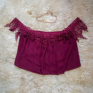 Burgundy/ Berry Off Shoulder Flowy Top